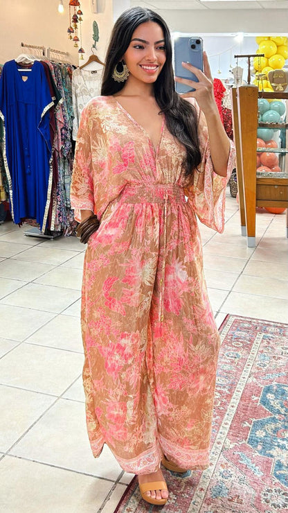 Paisley Jumpsuit- J-904- Coral