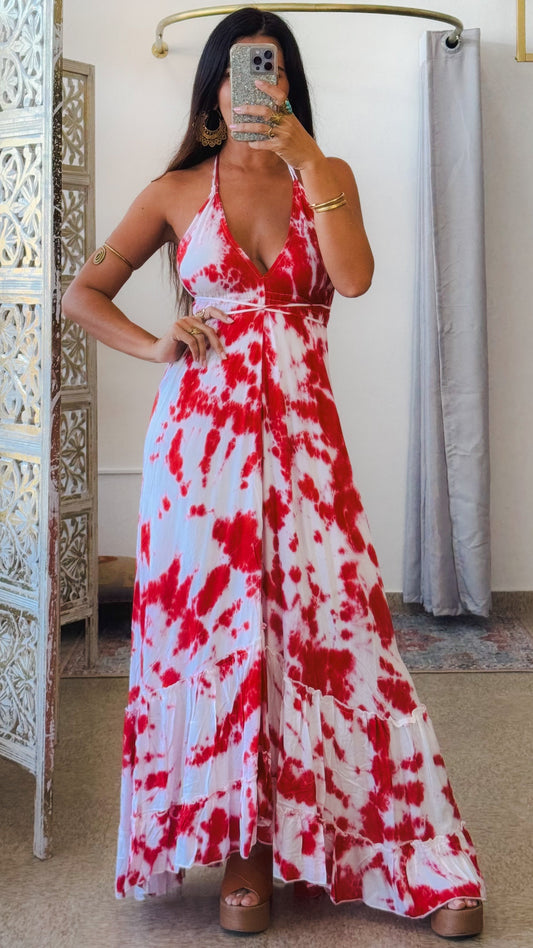 Bohemian Dress- LD165-Tie Day Red